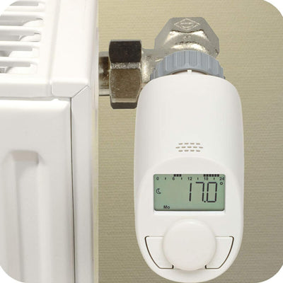 eqiva 5er Set Elektronik-Heizkörperthermostat Model N mit Boost-Funktion und leisem Kompaktgetriebe