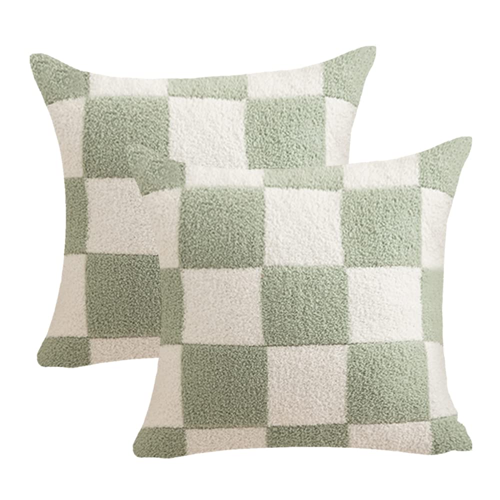 NIDITW Set mit 2 ultraweichen Schachbrett-Kissenbezügen, flauschig, Mikrofaser, Schachbrett, Gingham