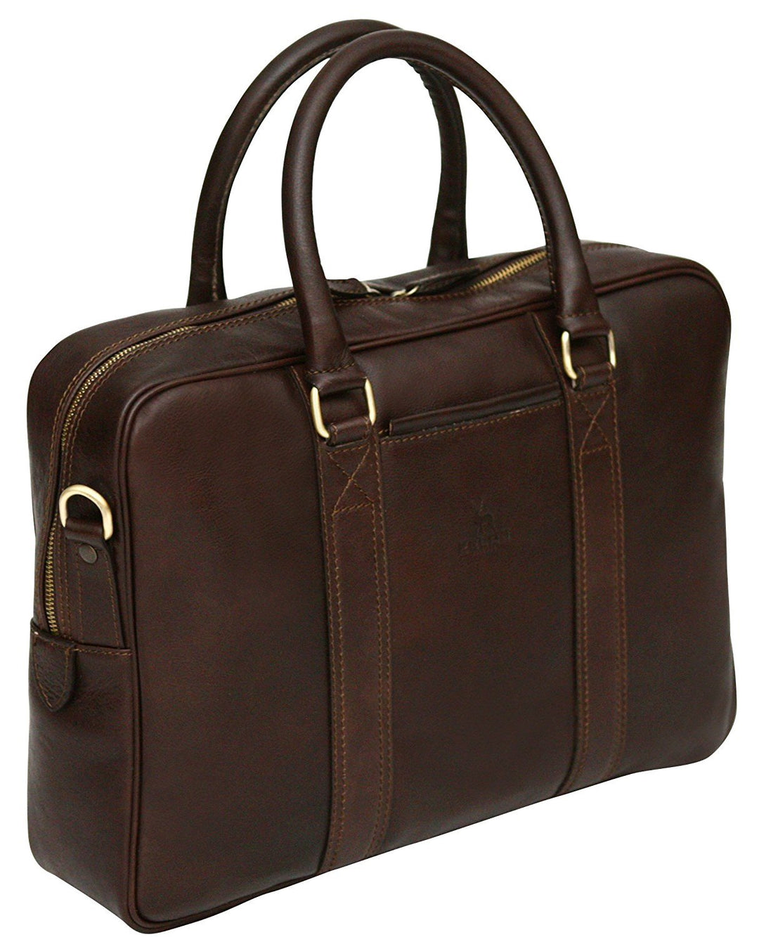 Aktentasche aus weichem Echtleder - Zwei Griffe - 13" Laptop-Fach Dunkelbraun, Dunkelbraun