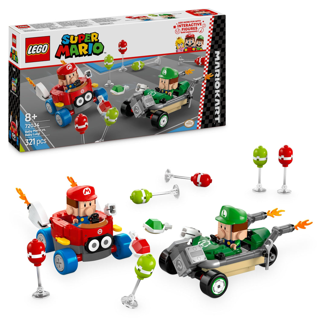 LEGO Super Mario: Mario Kart – Baby Mario vs. Baby Luigi, Nintendo Figuren zum Sammeln, 2 baubare Sp