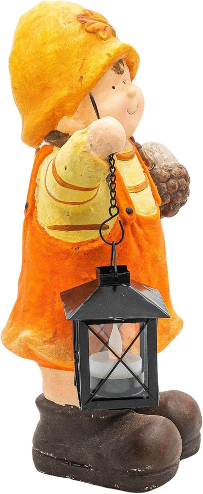 Wichtelstube-Kollektion XL 35cm hoch Gerda mit Laterne im Frühherbst Gartendeko für den Herbst deko