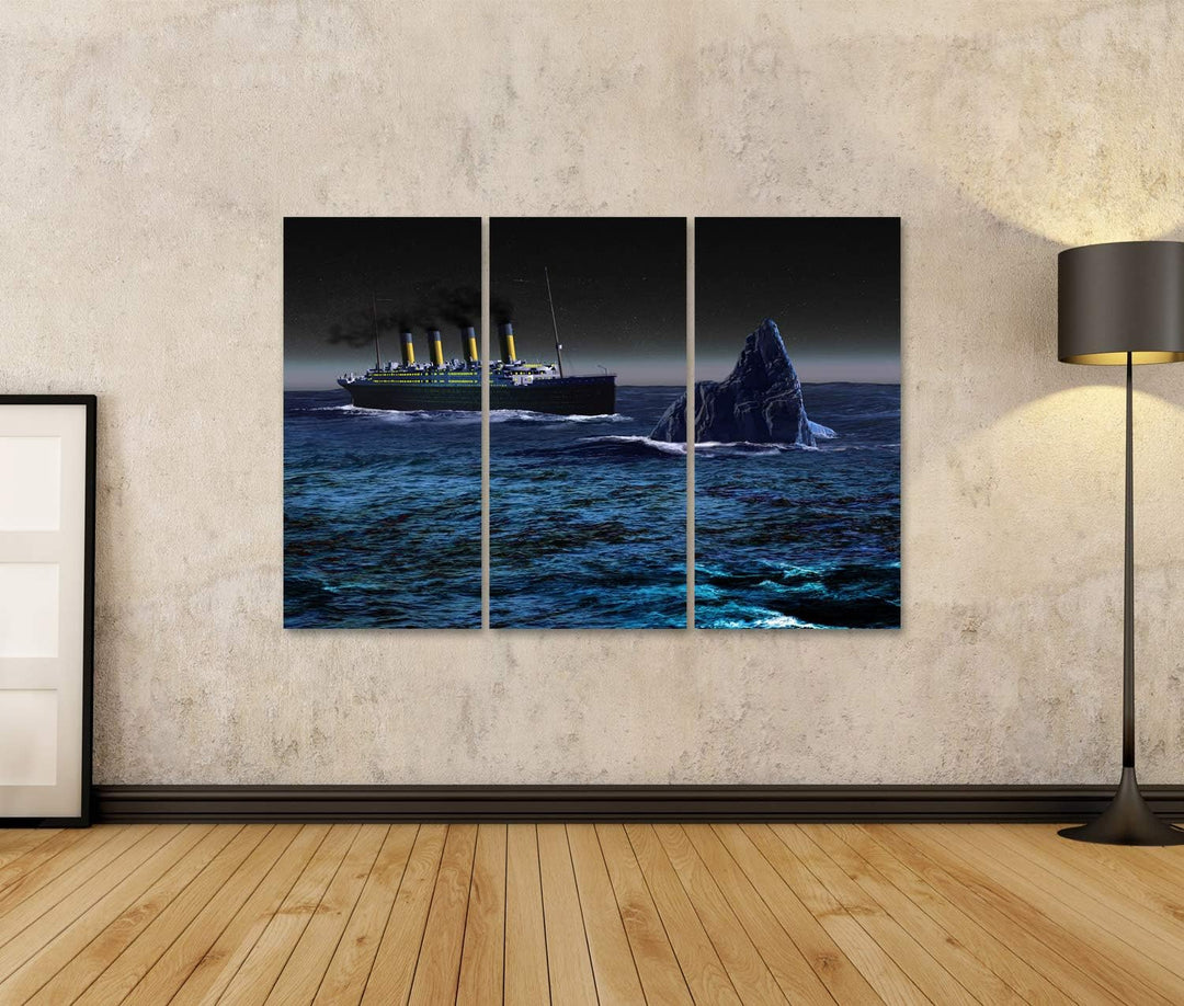 islandburner Bild auf Leinwand Titanic Eisberg Meer Bilder Wandbilder Poster Leinwand 130x80cm - 3 T