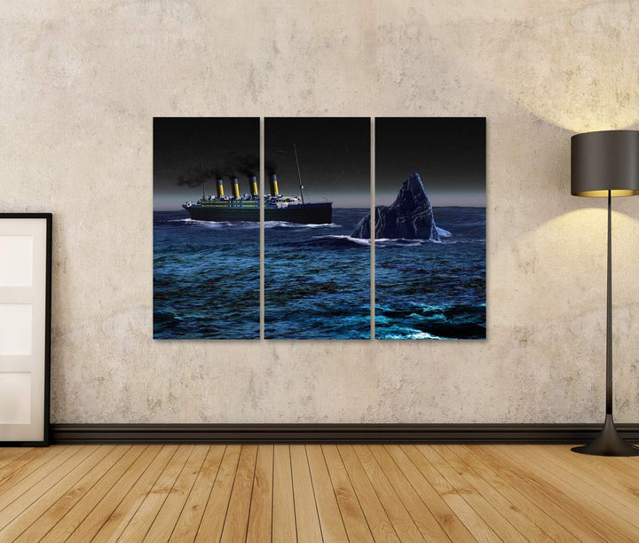 islandburner Bild auf Leinwand Titanic Eisberg Meer Bilder Wandbilder Poster Leinwand 130x80cm - 3 T