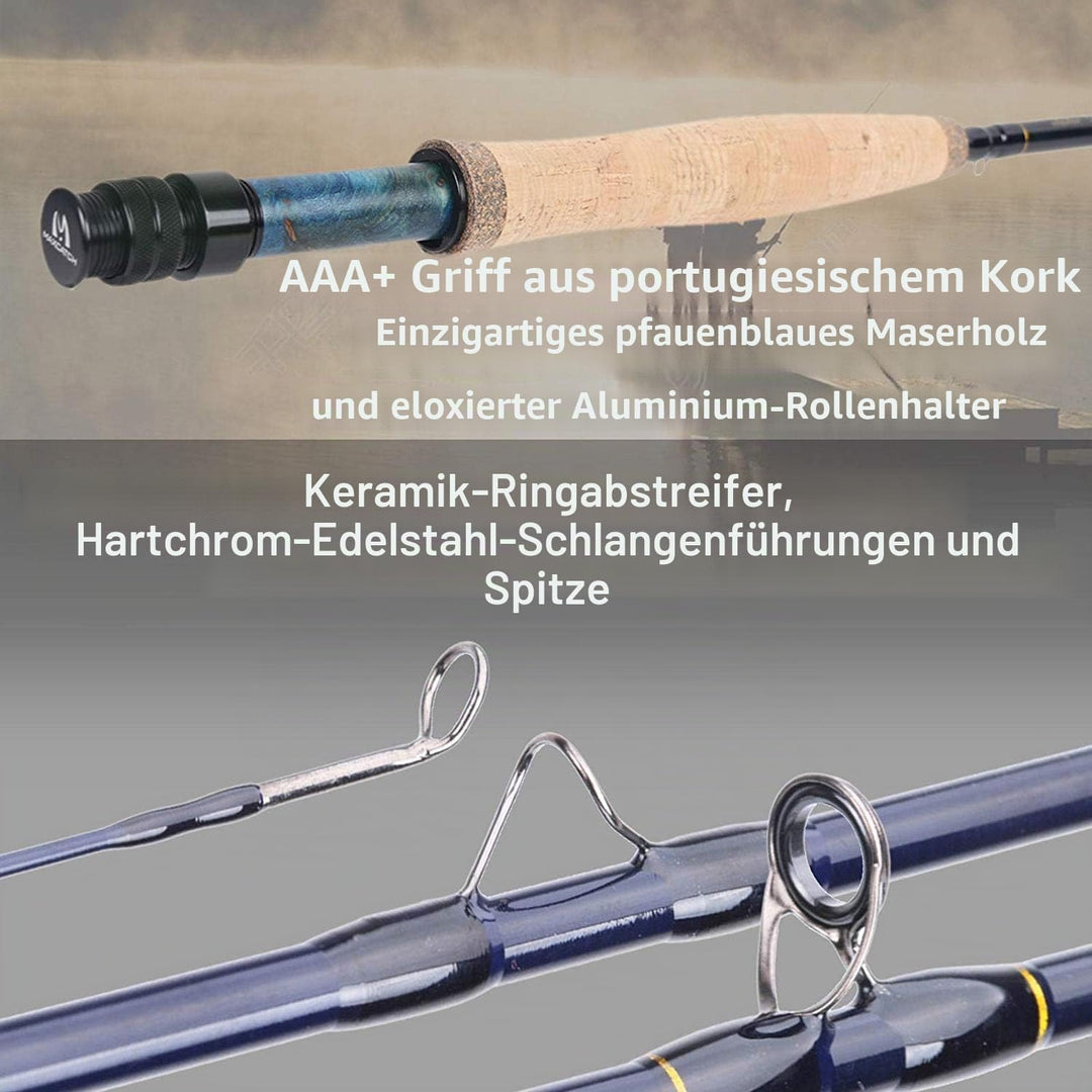 MAXIMUMCATCH Performance Nymph Fliegenrute IM 10 Kohlefaser, AAA+ Kork Handgriff mit Cordura Rutenro
