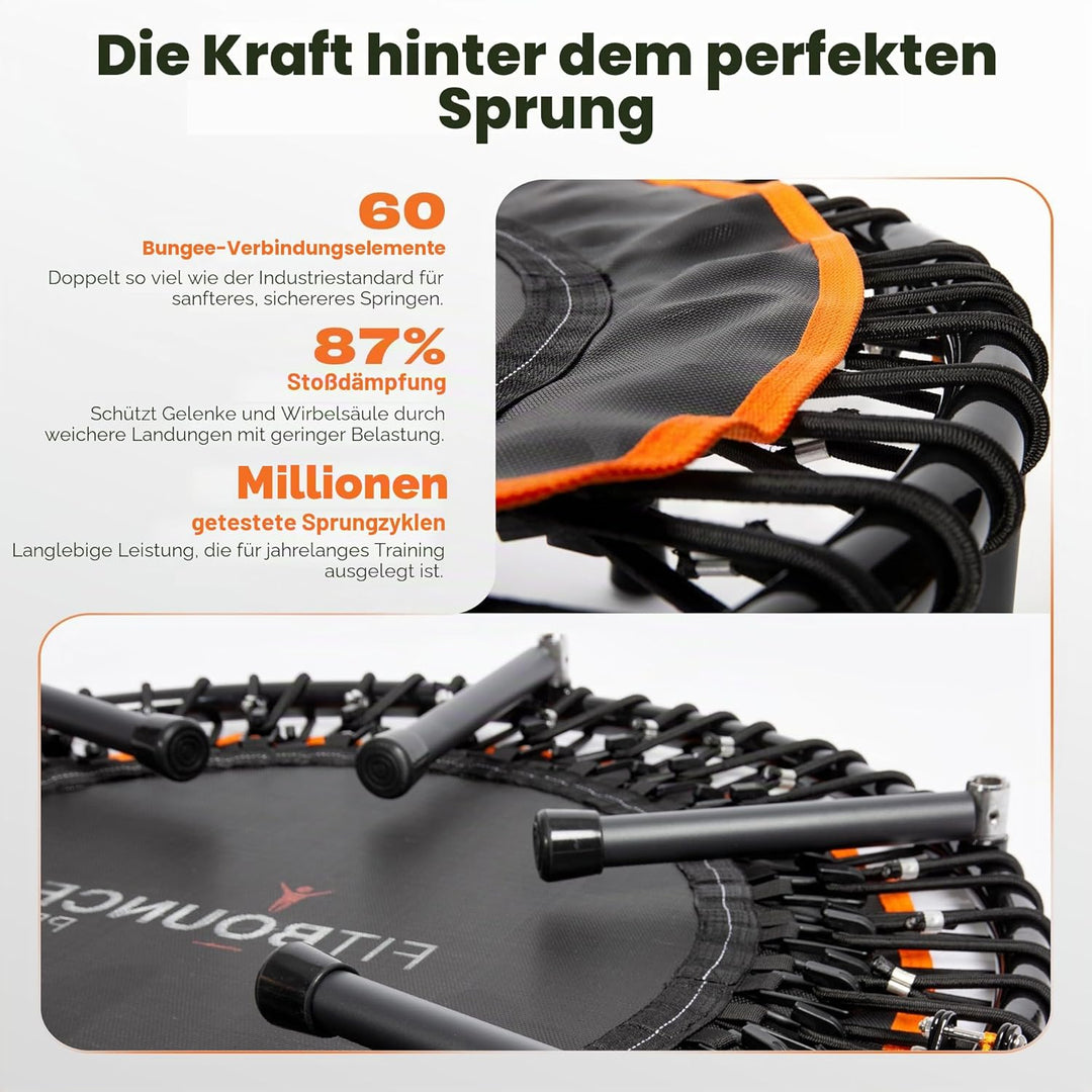 MXL Fit Bounce Pro Bungee-Rebounder mit T-Griff – Premium-Indoor-Mini-Trampolin für Erwachsene und K