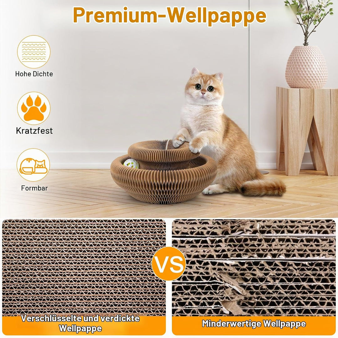 Kratzbrett Katze, 2-in-1 Cat Kratzbrett mit Glöckchen, Magische Orgel Cat Scratching Board, Zusammen
