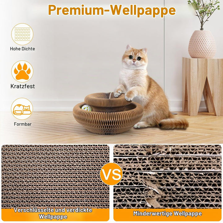 Kratzbrett Katze, 2-in-1 Cat Kratzbrett mit Glöckchen, Magische Orgel Cat Scratching Board, Zusammen