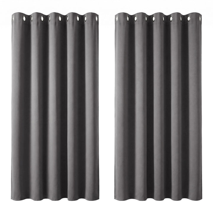 Deconovo Blickdicht Verdunkelungsvorhang Thermo Gardinen 2er Set H 183 x B 168 cm Hellgrau, Kinderzi