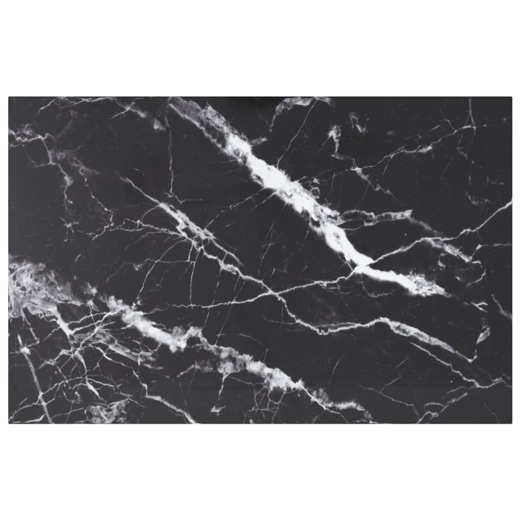 homiuse Tischplatte Schwarz 100x62 cm 8 mm Hartglas in Marmoroptik Rechteckig Desktop Gehärtetes Gla