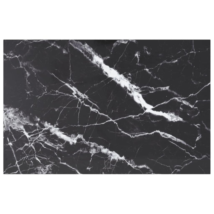 homiuse Tischplatte Schwarz 100x62 cm 8 mm Hartglas in Marmoroptik Rechteckig Desktop Gehärtetes Gla