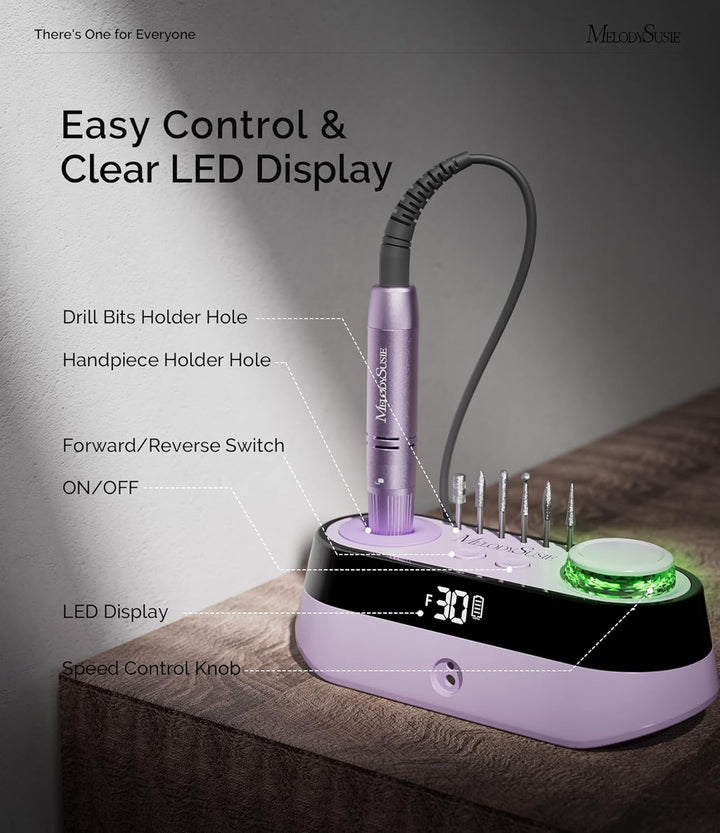 MelodySusie SC320A Professioneller Tisch-Nagelfräser, 30000 U/min Wiederaufladbare Elektrische Nagel