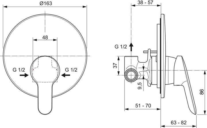 Ideal Standard A7184AA Alpha Unterputz Brausearmatur komplett verchromt