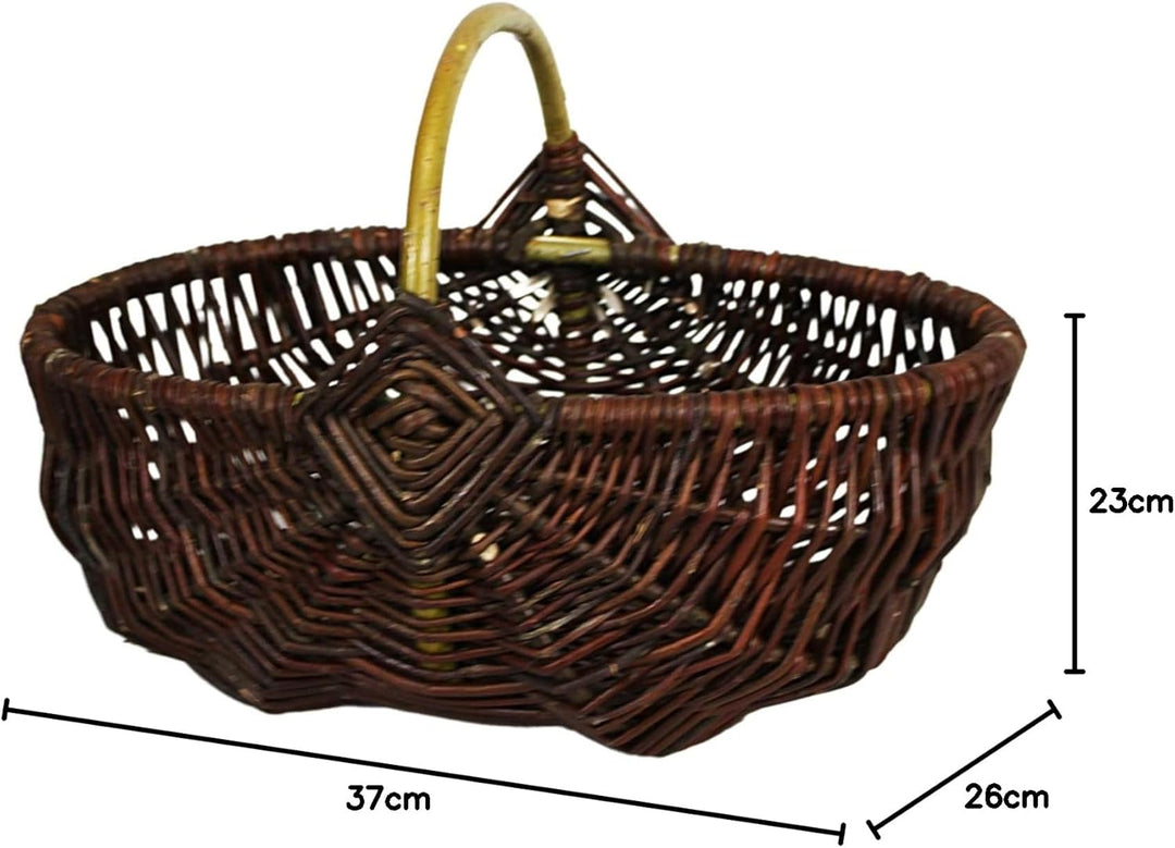 Weidengartenkorb - natürliche Weidenfarbe - rustikal (37 x 23 H 16/26 cm) 37 x 23 H 16 / 26 cm, 37 x