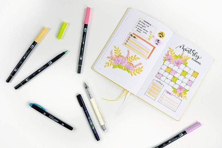 Tombow BUJO-SET2 Creative Journaling Kit Bright, Notizbuch + 7 ausgewählte Produkte