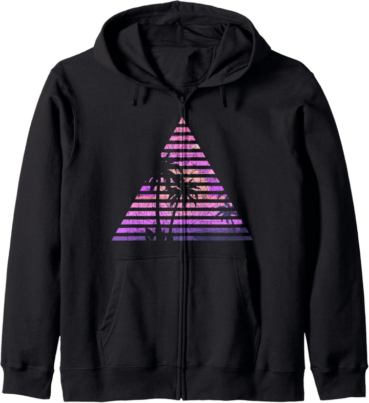 Synthwave Palmen Sommerurlaub 1980er Kunst Vaporwave Kapuzenjacke