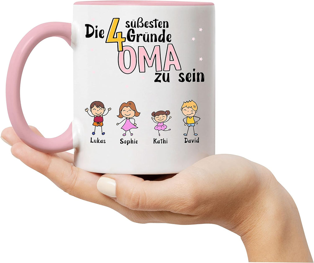 Oma Tasse Rosa Geburtstag Personalisiert für Oma Enkel Enkelin Baby Geschenk Kinder Oma Geschenk Mut