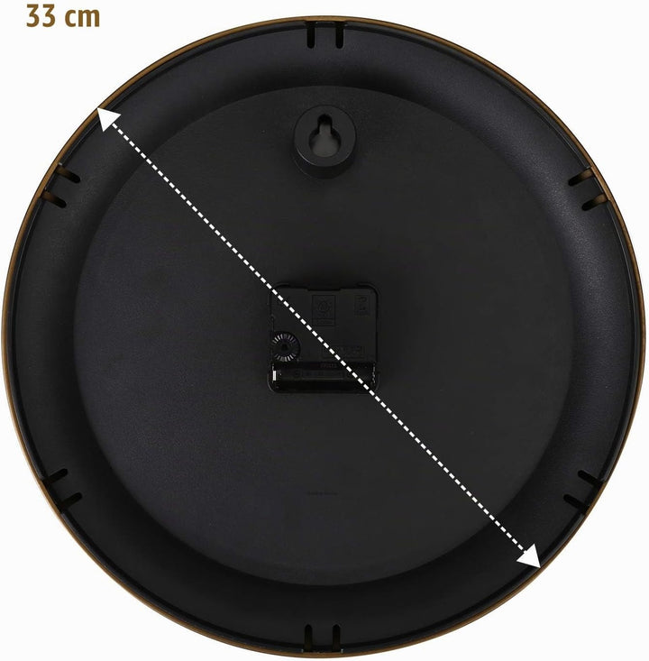 Plumeet Wanduhr Gross Klassisch 33cm Ruhige Retro Wanduhr ohne Tickgeräusche für Wohnzimmer - Schlaf