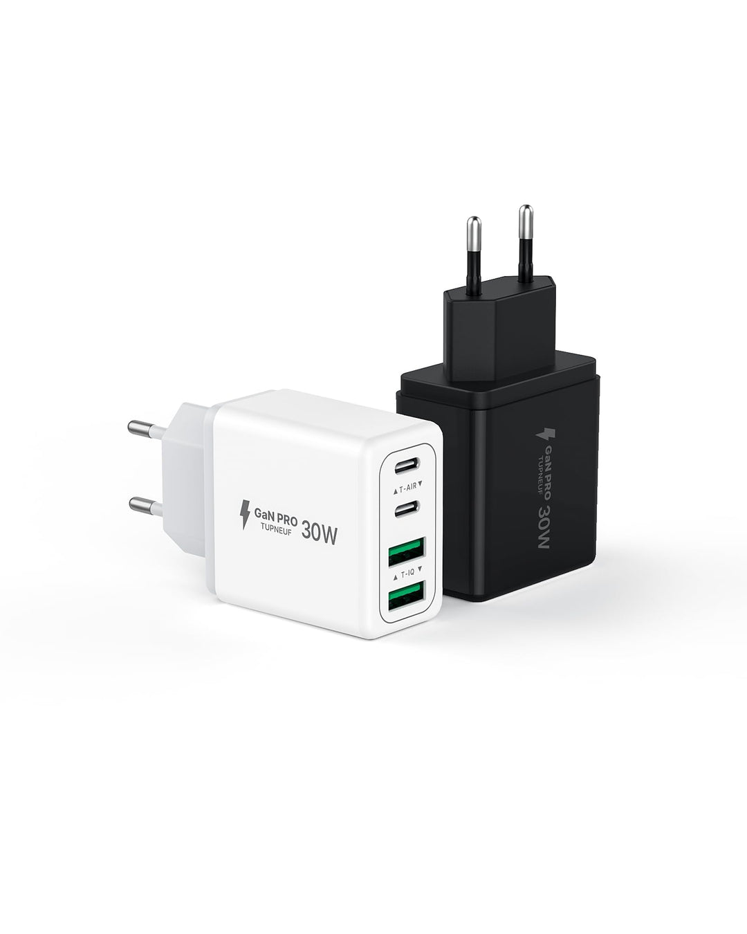 [2er-Pack] 60W USB C Ladegerät 4-Port (Schwarz & Weiss), 30W PD Mehrfach Netzteil Schnellladegerät f