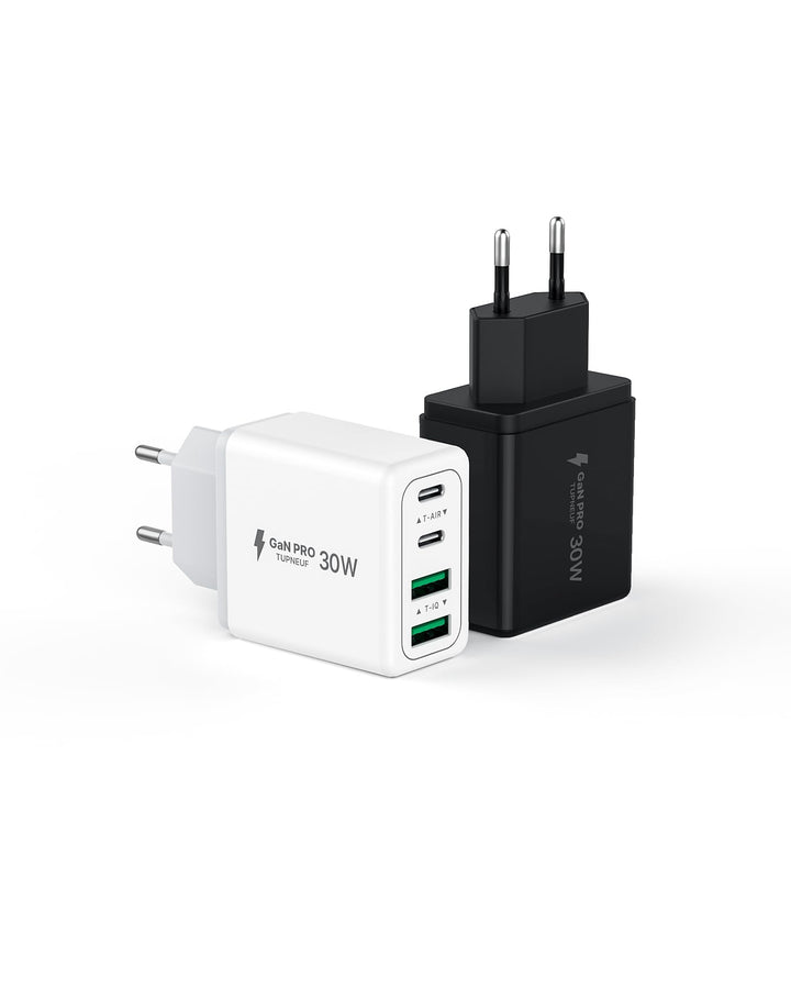 [2er-Pack] 60W USB C Ladegerät 4-Port (Schwarz & Weiss), 30W PD Mehrfach Netzteil Schnellladegerät f