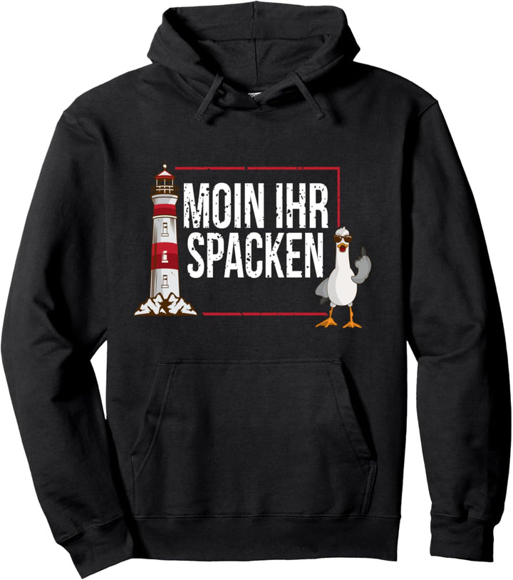 Nord deutscher Möwen Moin Spacken Plattdeutsch Möwe Strand Pullover Hoodie