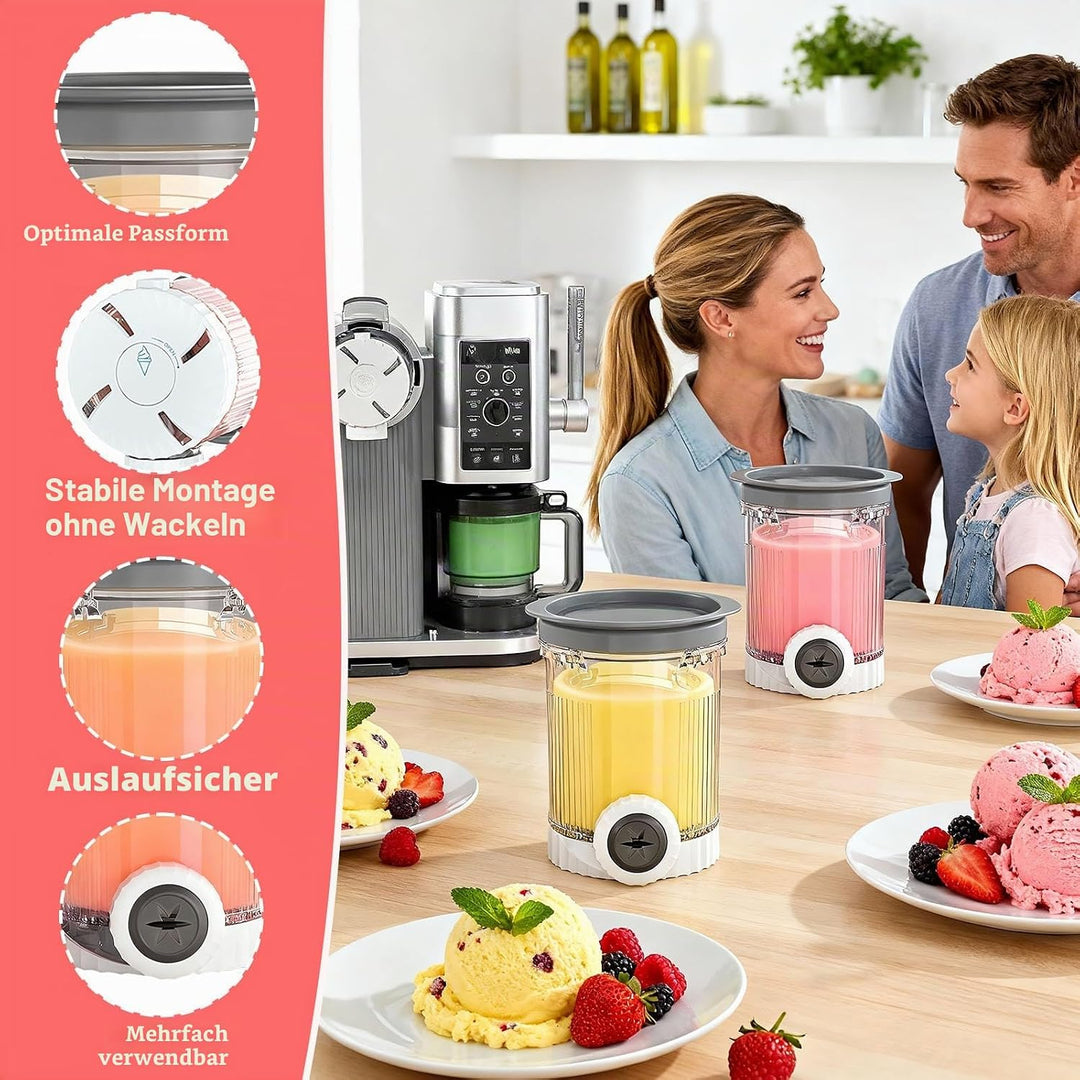 2 Stück Creami Behälter Kompatibel mit Ninja NC700 NC701EU Serie, 480 ml Eiscreme Behälte Eismaschin