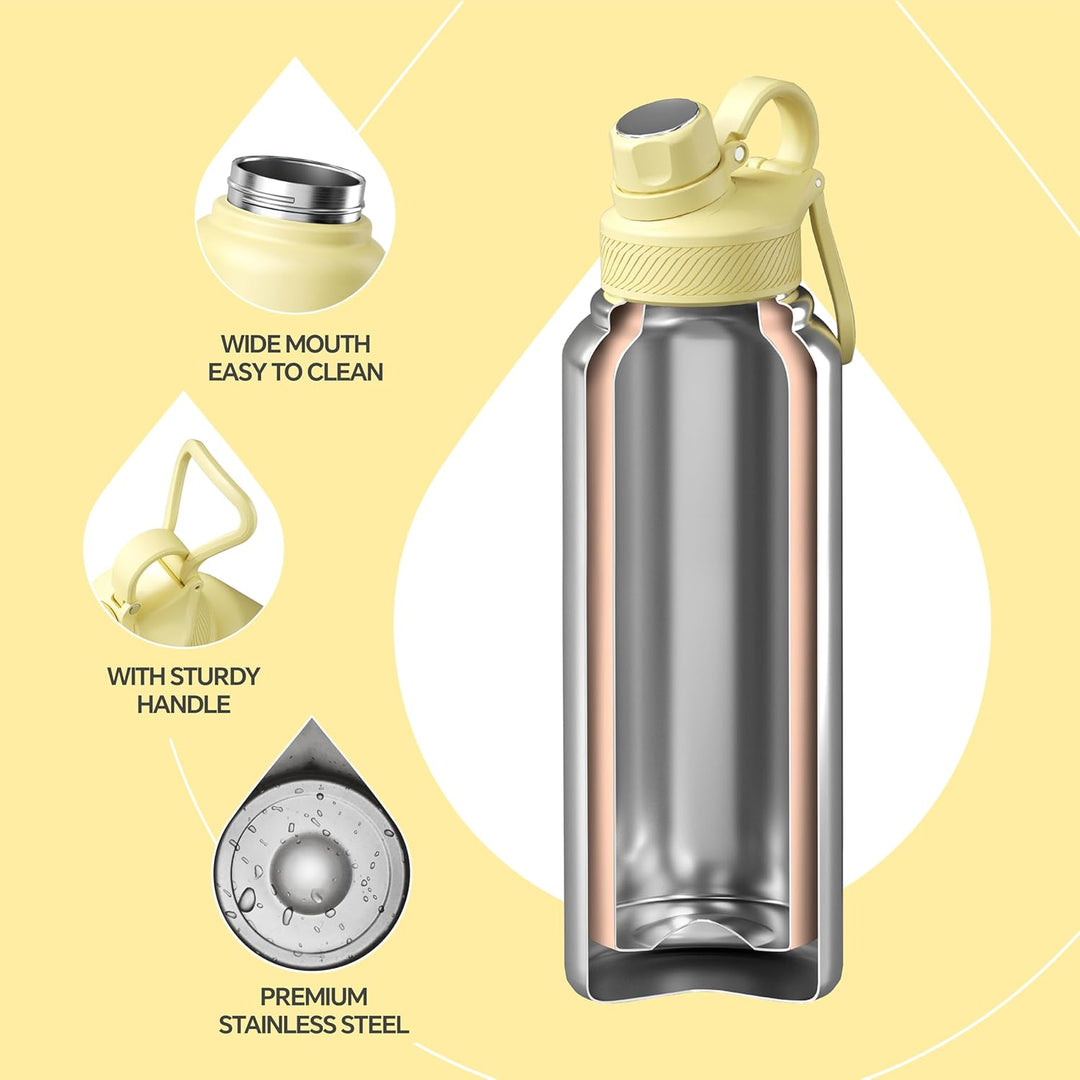 IDEUS Vakuumisolierte Wasserflasche, 40 Oz (1140 ml) Edelstahl Doppelwand Flasche Metall Sport Kanti