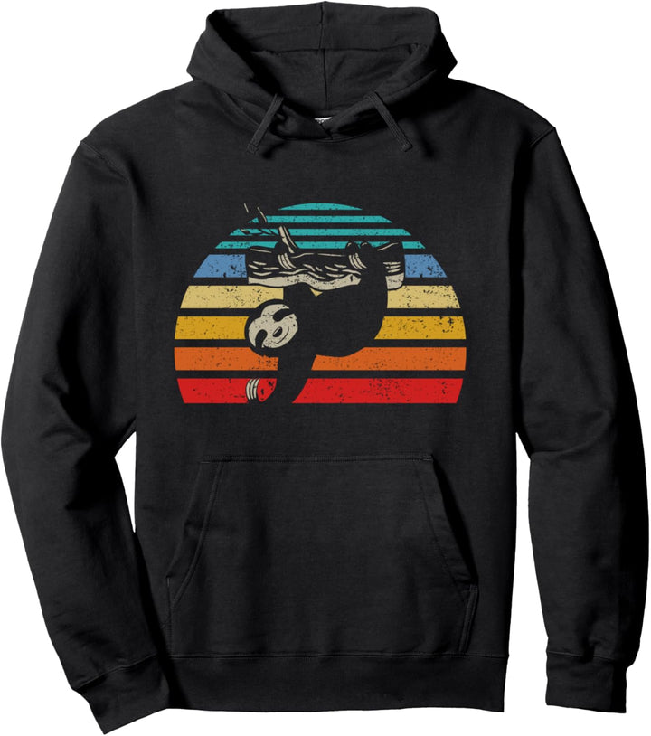 Retro Faultier Langsam Tier Niedlich Zoo Fan Pullover Hoodie