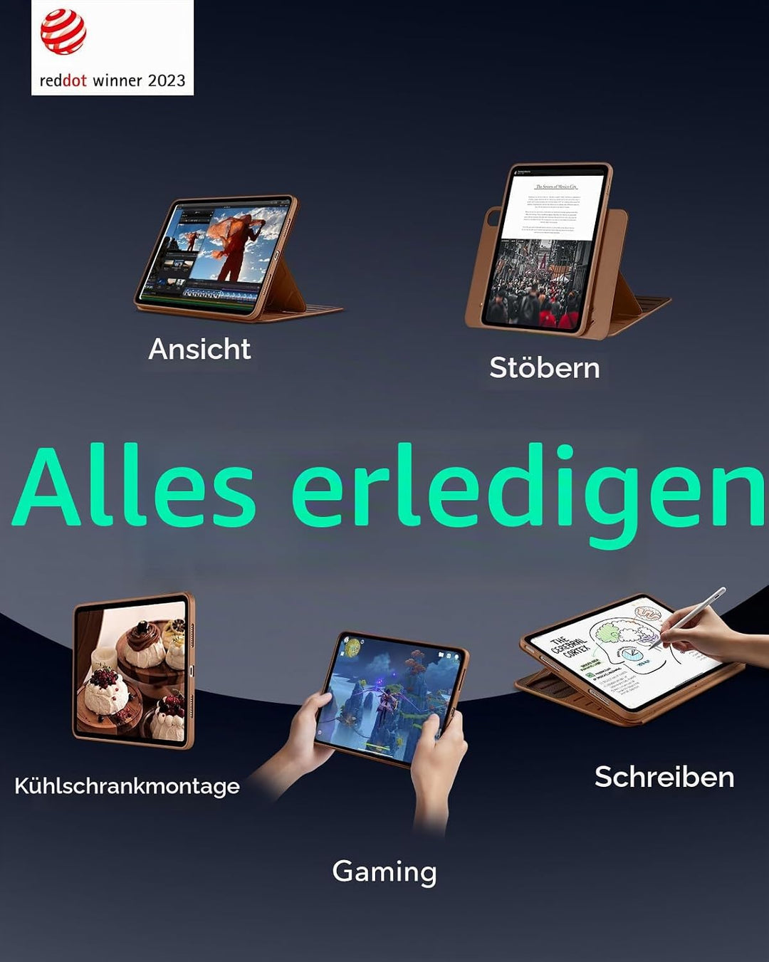ESR für iPad Air 13 Zoll M3/M2 Hülle (2025/2024), Drehbare Hülle mit Abnehmbarer Magnetabdeckung, St