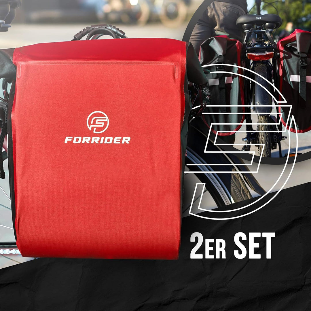 Forrider 2er Set Fahrradtaschen für Gepäckträger Wasserdicht Reflektierend | Gepäckträgertaschen 50L
