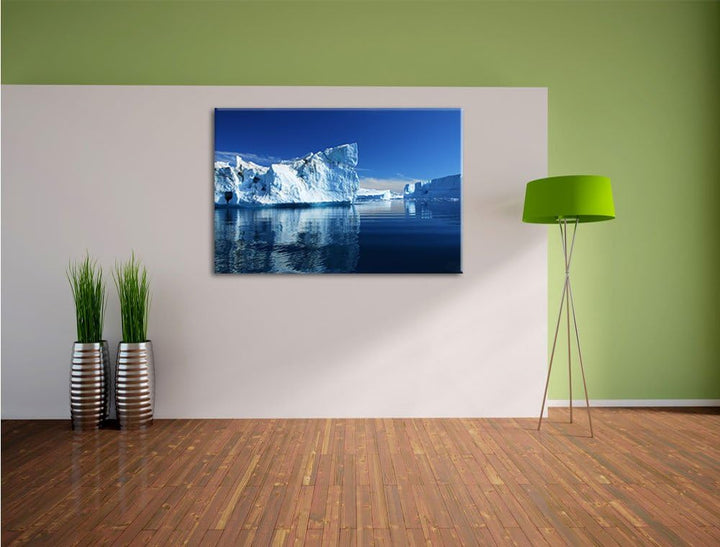 Pixxprint Eisberge Diskobucht Grönland als Leinwandbild/Grösse: 100x70 cm/Wandbild/Kunstdruck/fertig