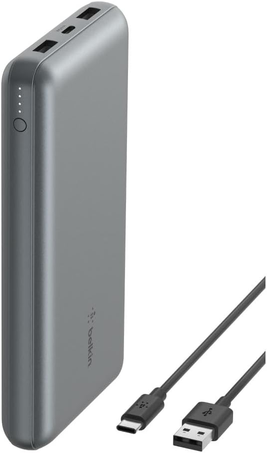 Belkin tragbares USB-C-Ladegerät, 20.000mAh, 20K Powerbank mit USB-C-EIN-/Ausgang und 2 USB-A-Anschl