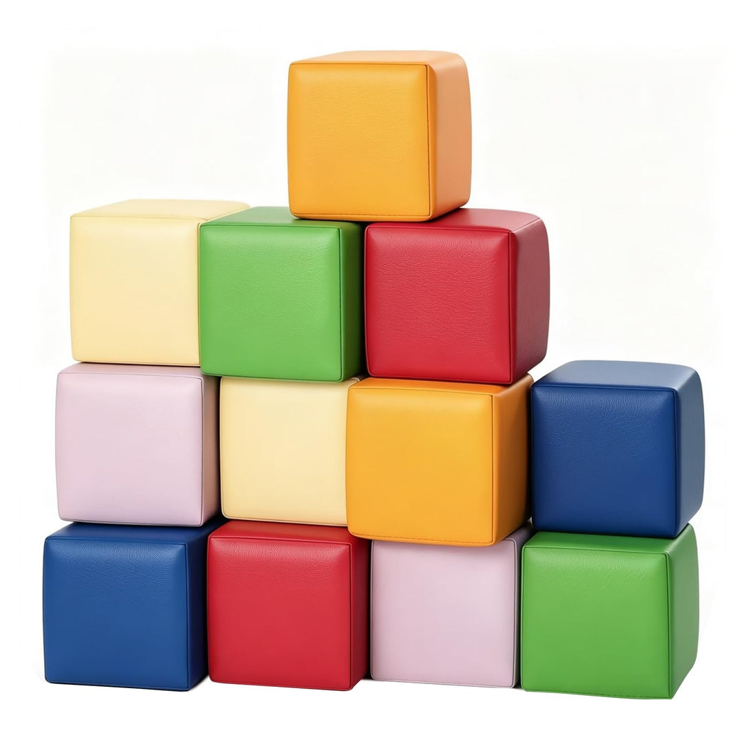 Foam Building Blocks for Toddlers: 12 PCS Soft Building Blocks for Toddlers Colorful Stacking Blocks