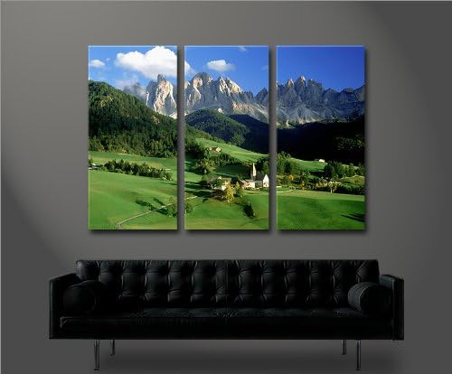 islandburner Bild Bilder auf Leinwand Val Di Funes Dolomiten XXL Poster Leinwandbild Wandbild Dekoar