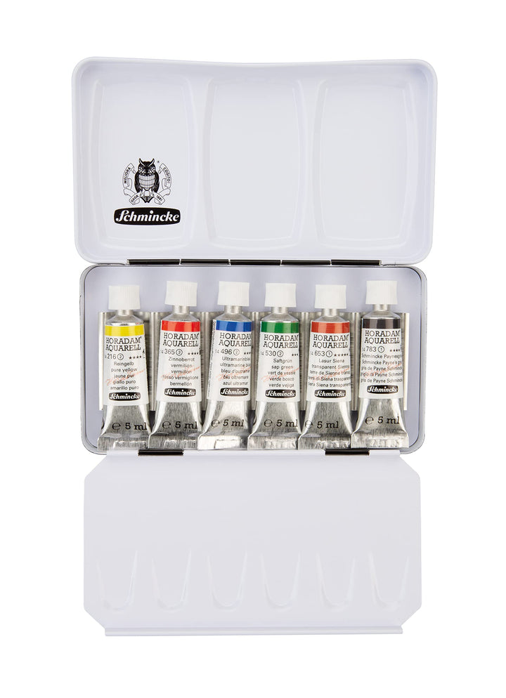 HORADAM AQUARELL feinste Künstler-Aquarellfarben, Kleiner Metallkasten mit 6X 5 ml Tuben