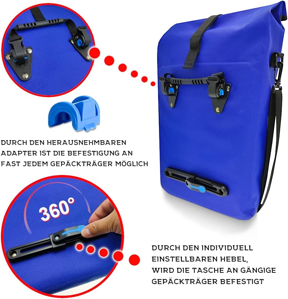 BYKLISTA Fahrradtasche Gepäckträger wasserdicht + Laptopfach – Fahrradtasche Gepäckträgertasche 100%