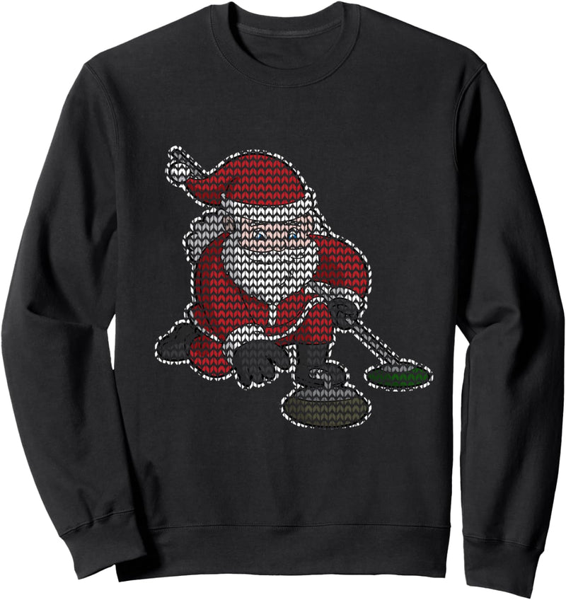 Curling Santa Ugly Christmas Pattern Winter Sports Gift Sweatshirt