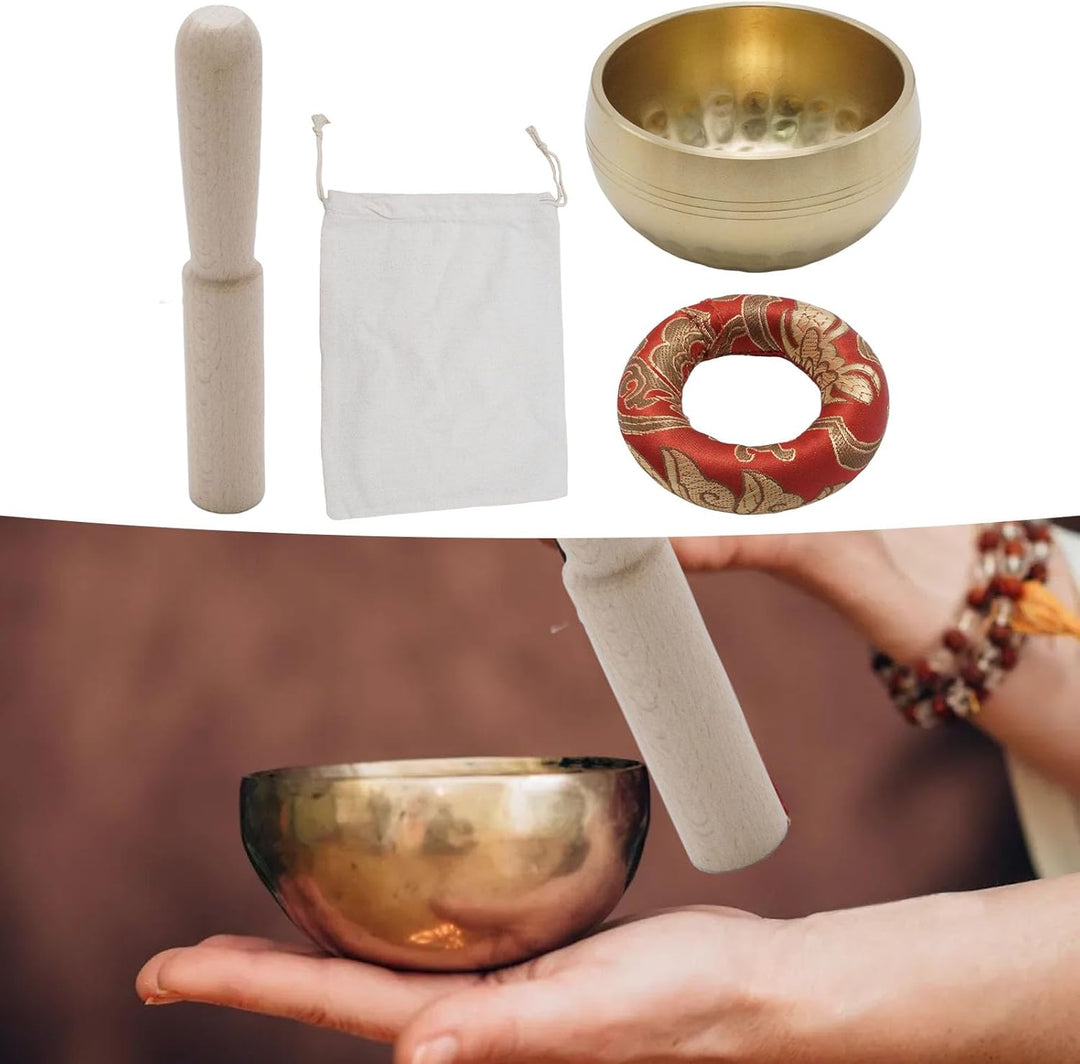 Tibetisches Klangschalen-Set, Durchmesser 8 cm mit einzigartigem Design, einschliesslich Holzschläge