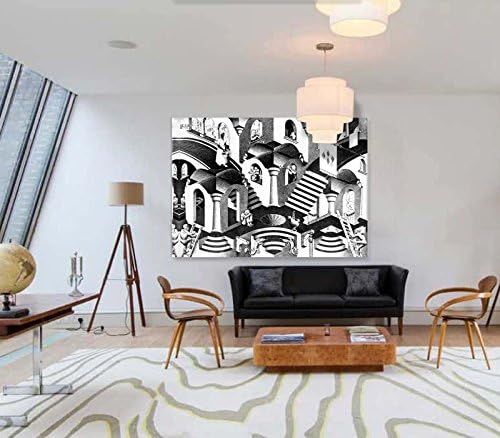 Giallobus - Bild - Druck AUF LEINWAND - Escher - KONKAV UND KONVEX - 50 x 70 cm, 50 x 70 CM
