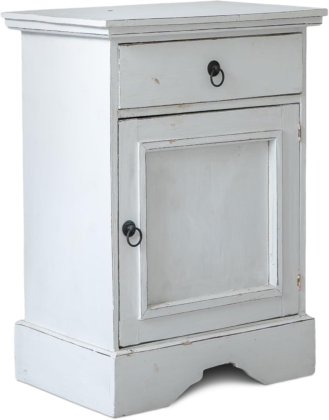 livasia Nachtschrank, Nachttisch, Kinderzimmerschrank, Kommode, aus Bali (Handarbeit) (weiss), Weiss