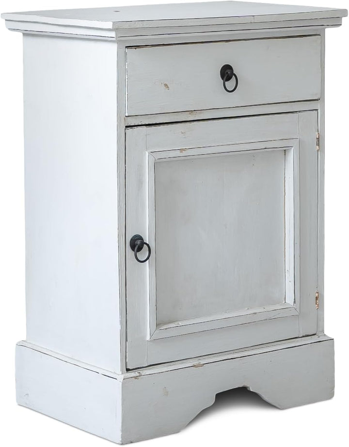 livasia Nachtschrank, Nachttisch, Kinderzimmerschrank, Kommode, aus Bali (Handarbeit) (weiss), Weiss