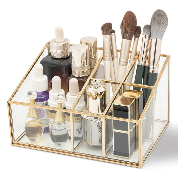 Make up Organizer Gold, Schminktisch Organizer, Pinsel Halterung Make up, Kosmetik Aufbewahrung mit