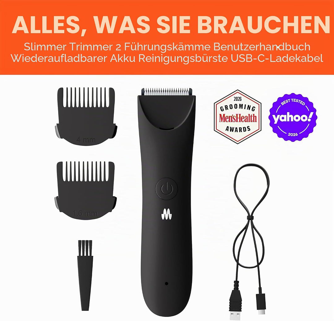 MERIDIAN Schlanker Trimmer, Scham- & Körperhaartrimmer, Bikini-Haarentfernung, Keine Kerben, Rasierv