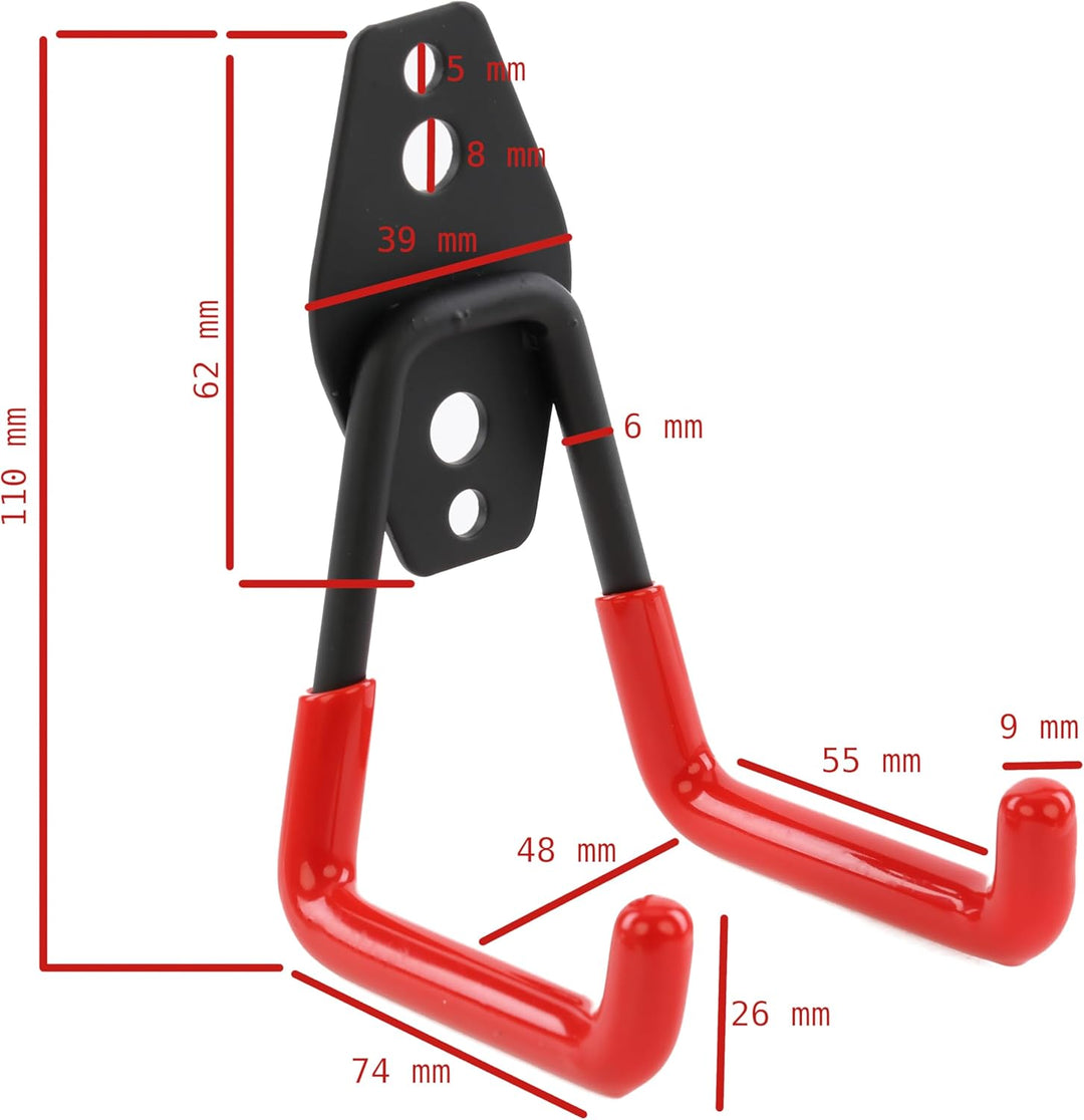 botle Set 10 Stck. Wandhaken, Werkzeughaken, Geradeförmig 7cm, stabil mit PVC-Ummantelung, für Garag