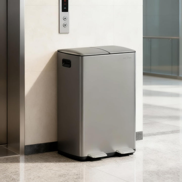 mVm Mülleimer Küche,60 Liter Treteimer,2x30L Doppelter Abfalleimer 2er-Mülleimer Mülltrennung mit In