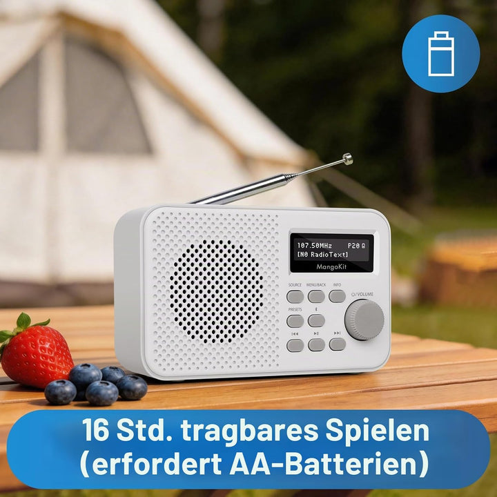 MD2 PLUS Tragbares DAB/DAB+/UKW Digitalradio,Bluetooth-Streaming,40 Speicherplätze,Klares Display,Ko