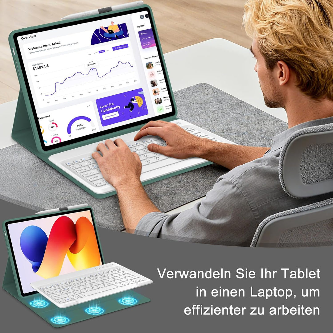 Tastatur Hülle für XIAOMI REDMI Pad 2 Pro 12.1"/Xiaomi Redmi Pad Pro 12.1", QWERTZ Deutsches Magneti