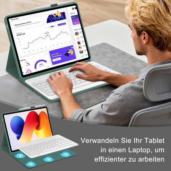 Tastatur Hülle für XIAOMI REDMI Pad 2 Pro 12.1"/Xiaomi Redmi Pad Pro 12.1", QWERTZ Deutsches Magneti