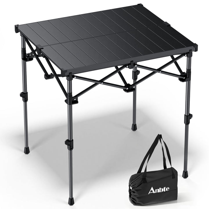 Anbte Campingtisch Klapptisch 67x58cm(LxB) Aluminium Aufrollbare Tischplatte mit 2 Höhen 44/70cm X-F