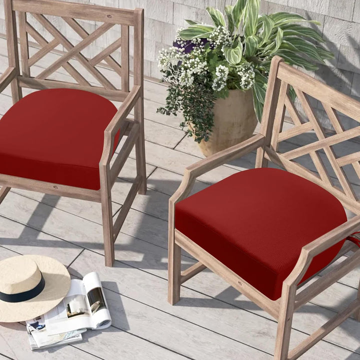 Sitzkissen Outdoor 45x45, 2er Set Wasserdicht mit Bändern | Wasserdichtes Stuhlkissen für Gartenmöbe