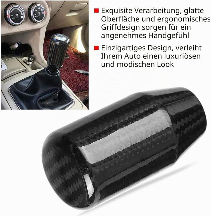 Qiilu Universal Schaltknauf Manuell Schaltknauf Kappe Auto Schalthebel Schaltknauf Kopf Kohlefase 4-